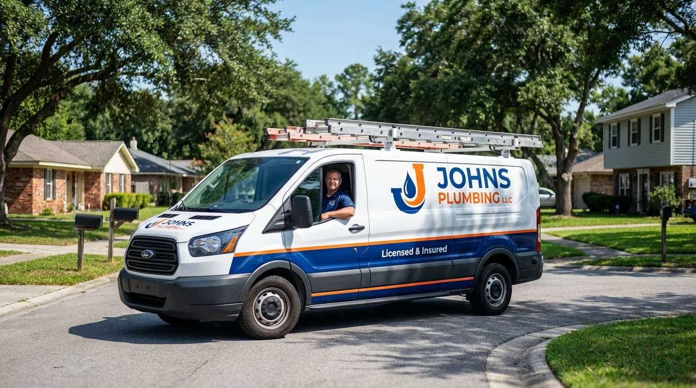 Johns Plumbing LLC service van in Jasper, GA