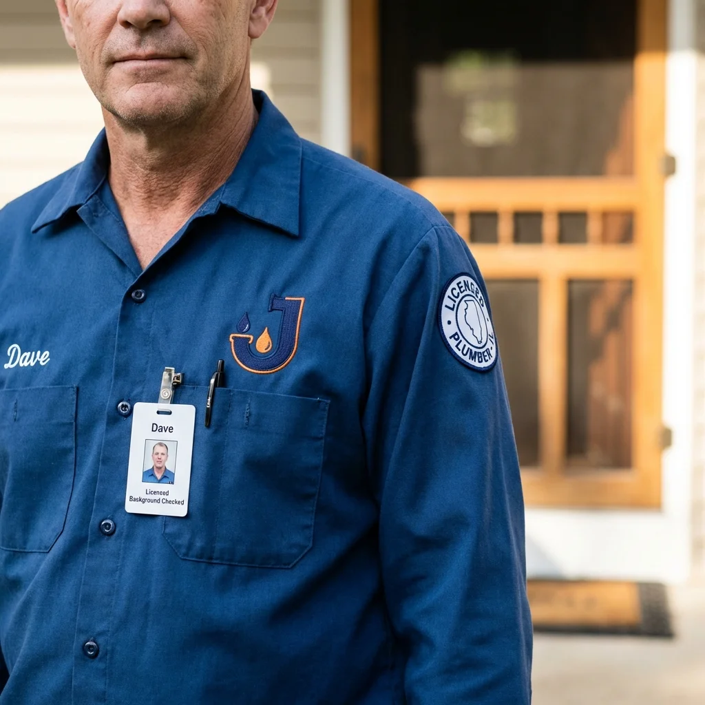 Licensed plumber showing ID badge in Jasper, GA